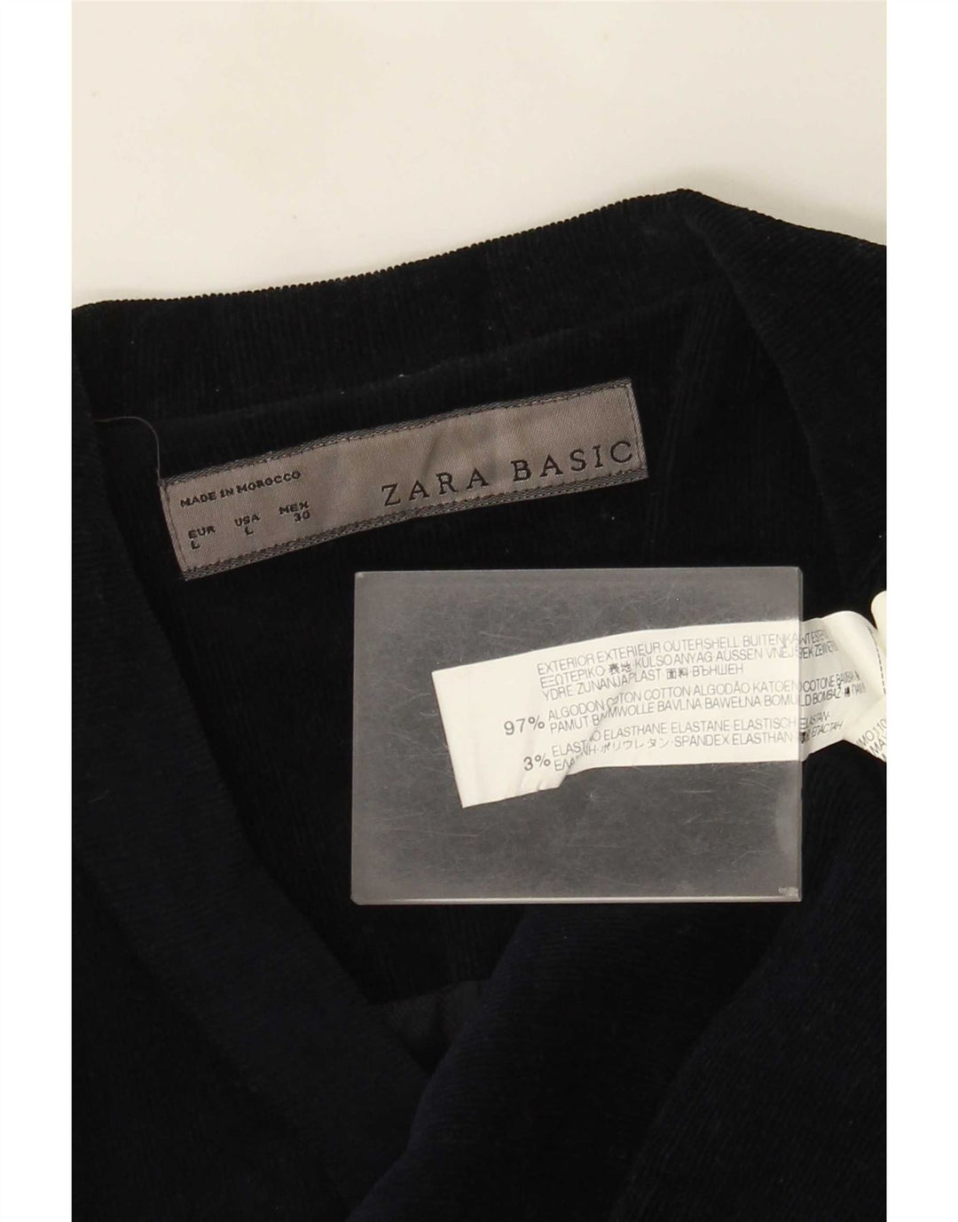 Giacca blazer da donna in velluto a coste a 1 bottone Zara UK 14 grande in cotone blu navy
