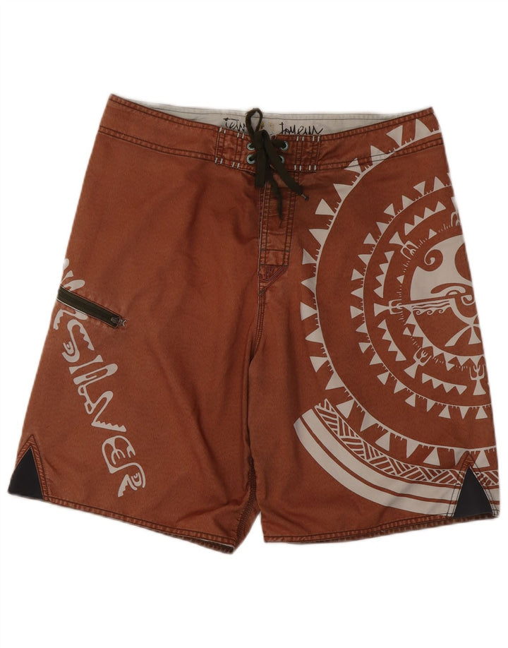Pantaloncini da bagno grafici da uomo Quiksilver Poliestere geometrico marrone medio