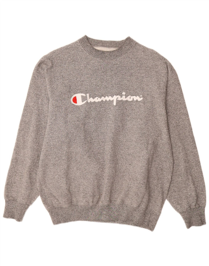 Felpa grafica da uomo Champion in cotone chiazzato grigio medio