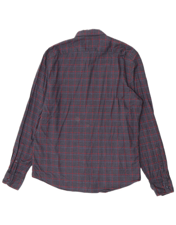 Timberland Camicia da uomo slim fit in flanella di cotone a quadri blu navy grande