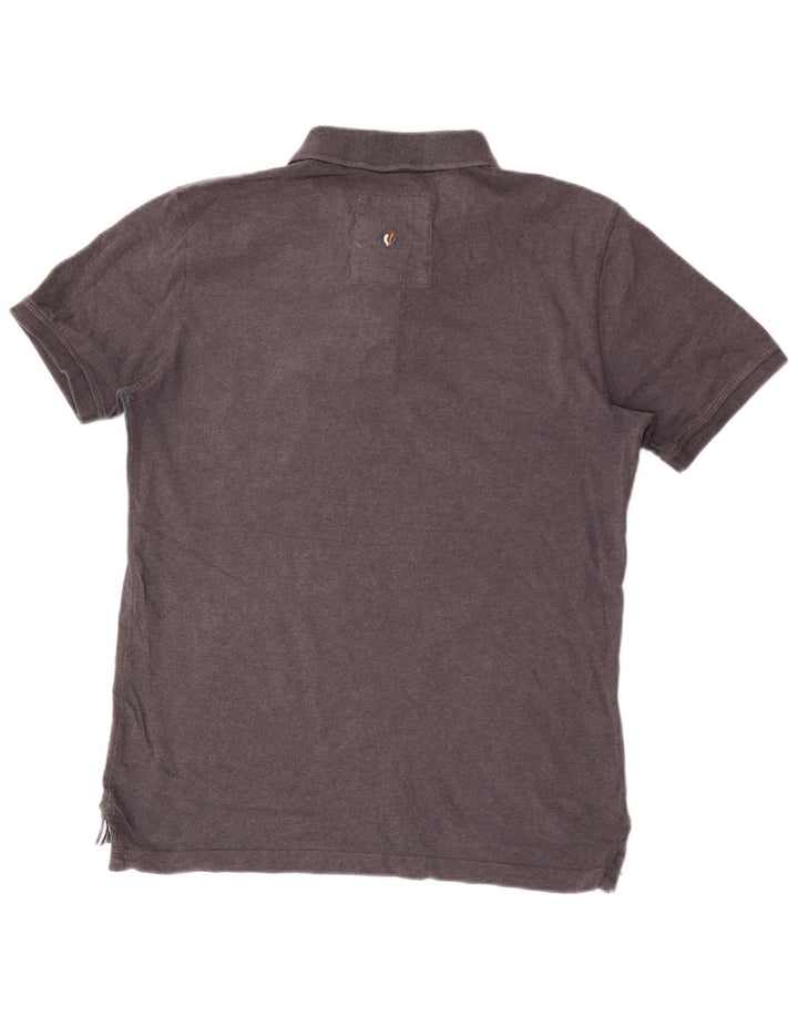 Polo da uomo Fat Face in cotone a righe grigio medio