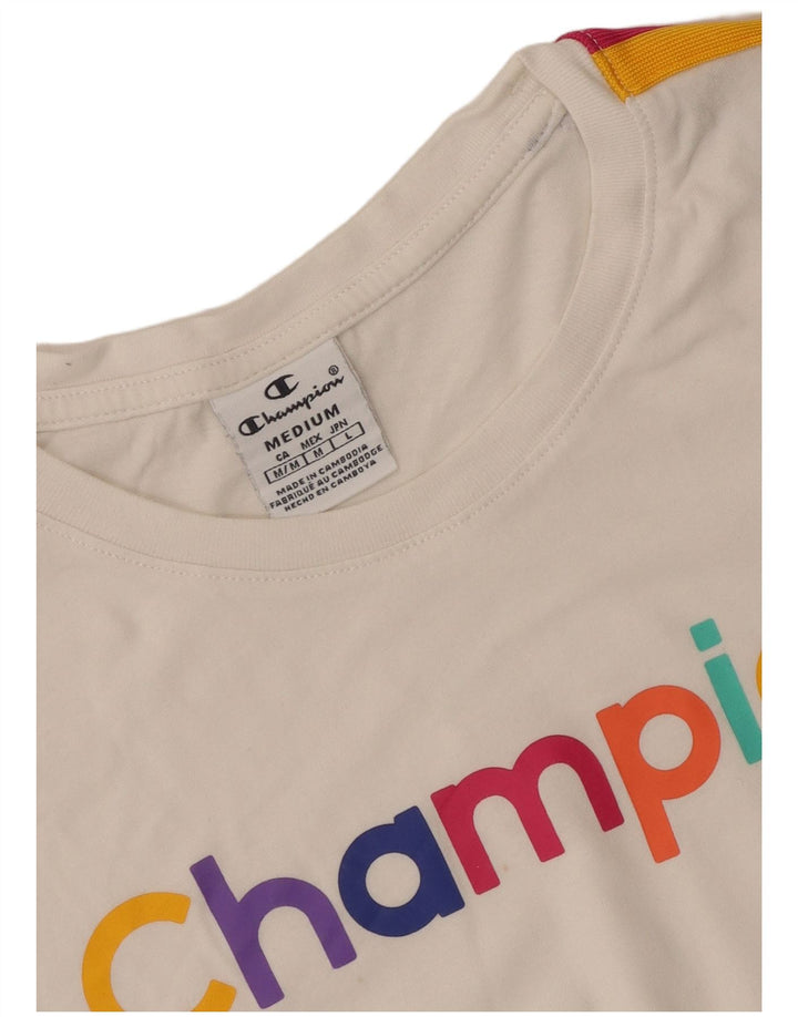 T-shirt grafica da donna Champion Top UK 12 a righe bianche medie