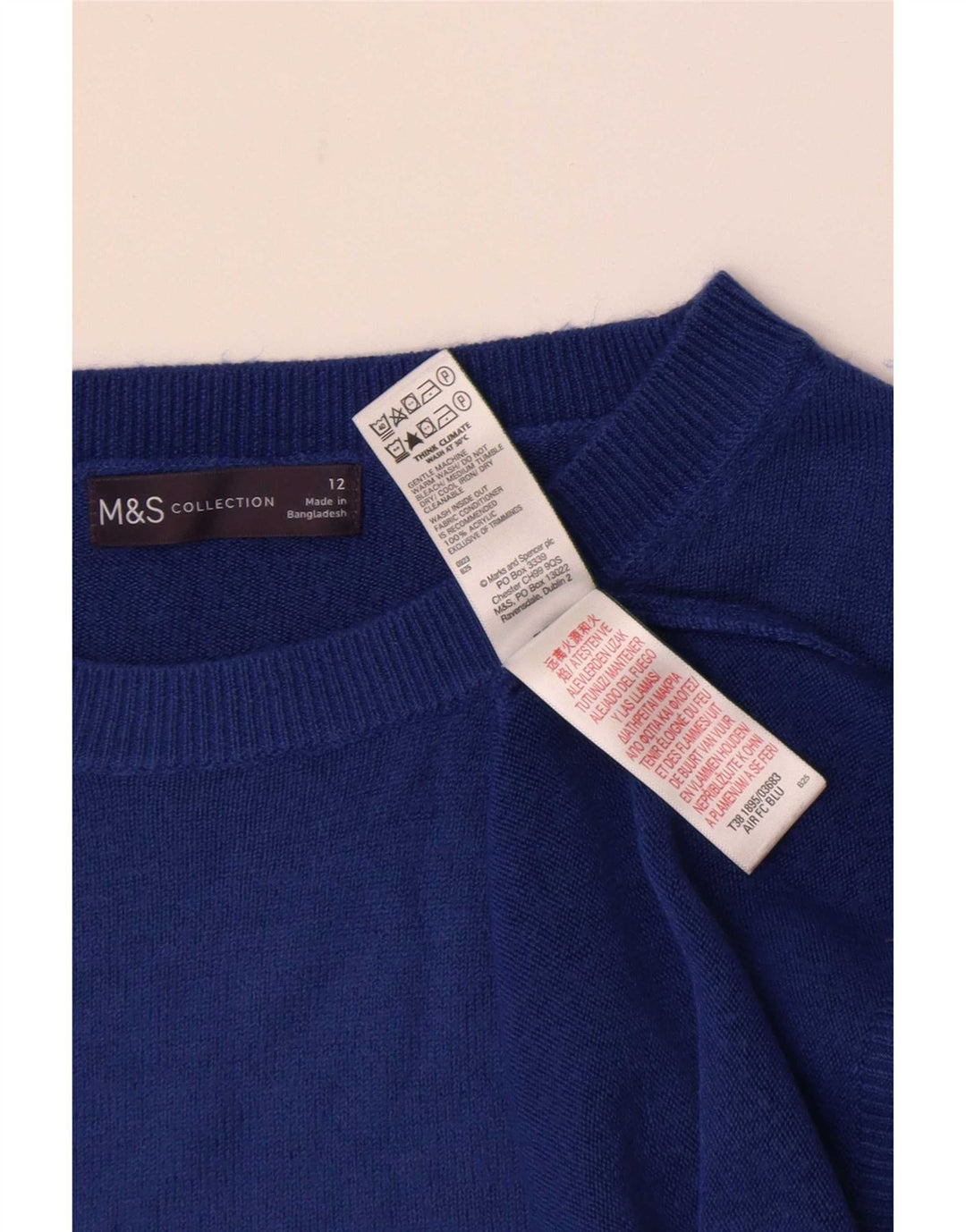 Maglione maglione con scollo a barca da donna Marks & Spencer UK 12 Acrilico blu medio