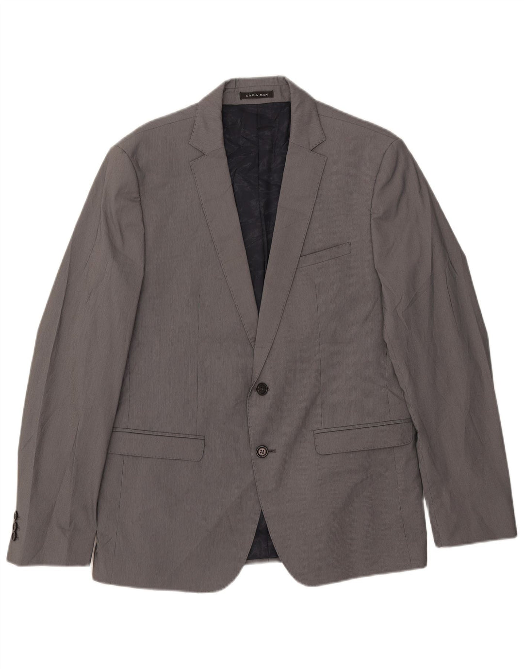 Giacca blazer da uomo a 2 bottoni Zara EU 54 XL poliestere gessato grigio