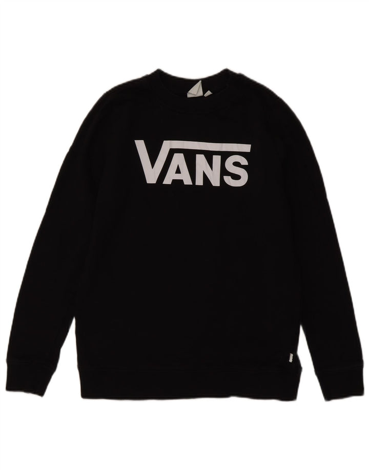 Felpa con grafica da donna Vans, maglione UK 10, piccola, cotone nero