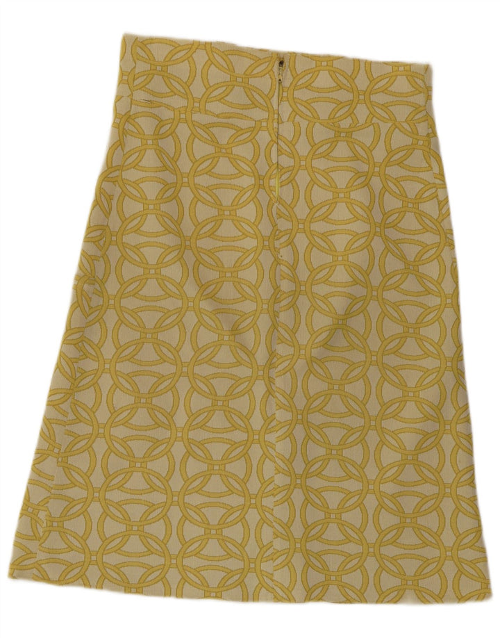Gonna a trapezio da donna vintage W30 giallo medio geometrico