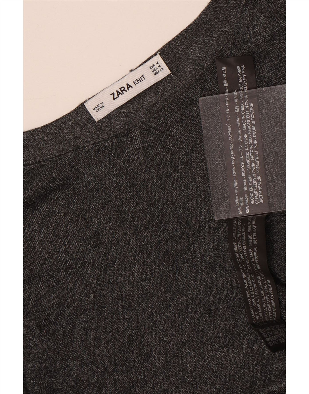 Top Zara da donna a maniche lunghe UK 12 acrilico grigio medio