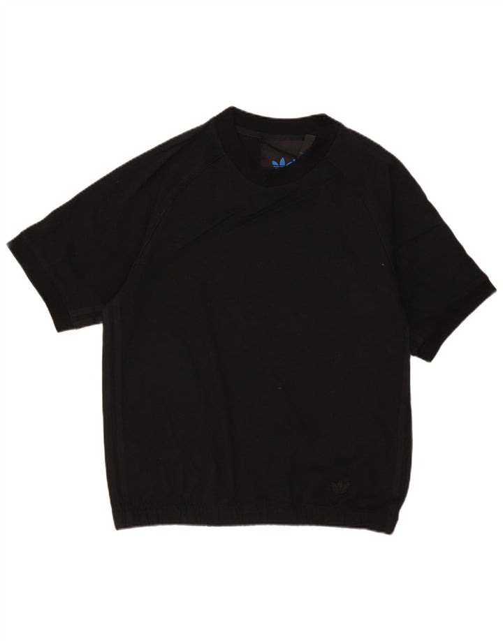 Felpa Adidas da uomo a maniche corte, piccola, in cotone nero