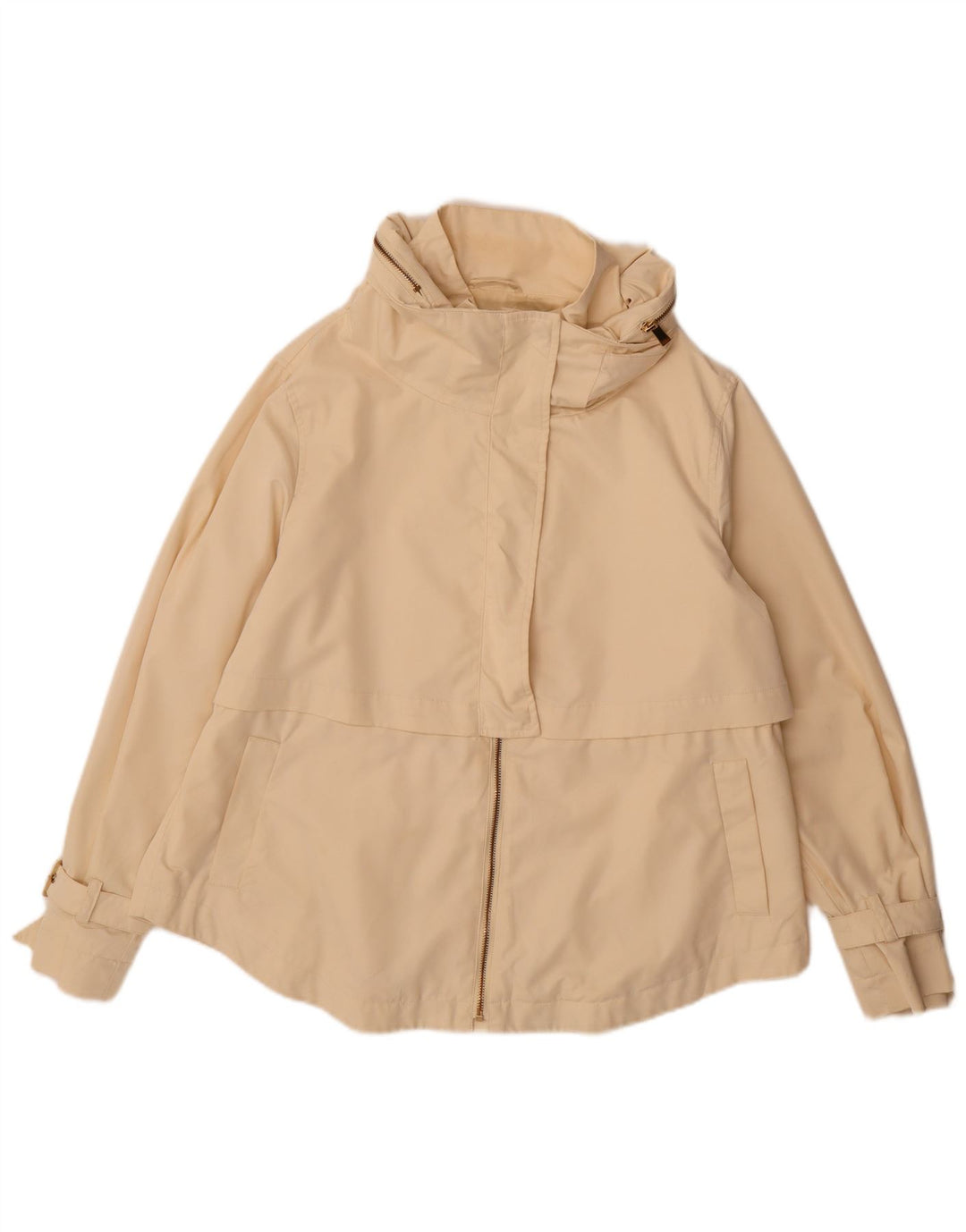 Giubbotto bomber con cappuccio da donna Zara UK 14 grande poliestere beige