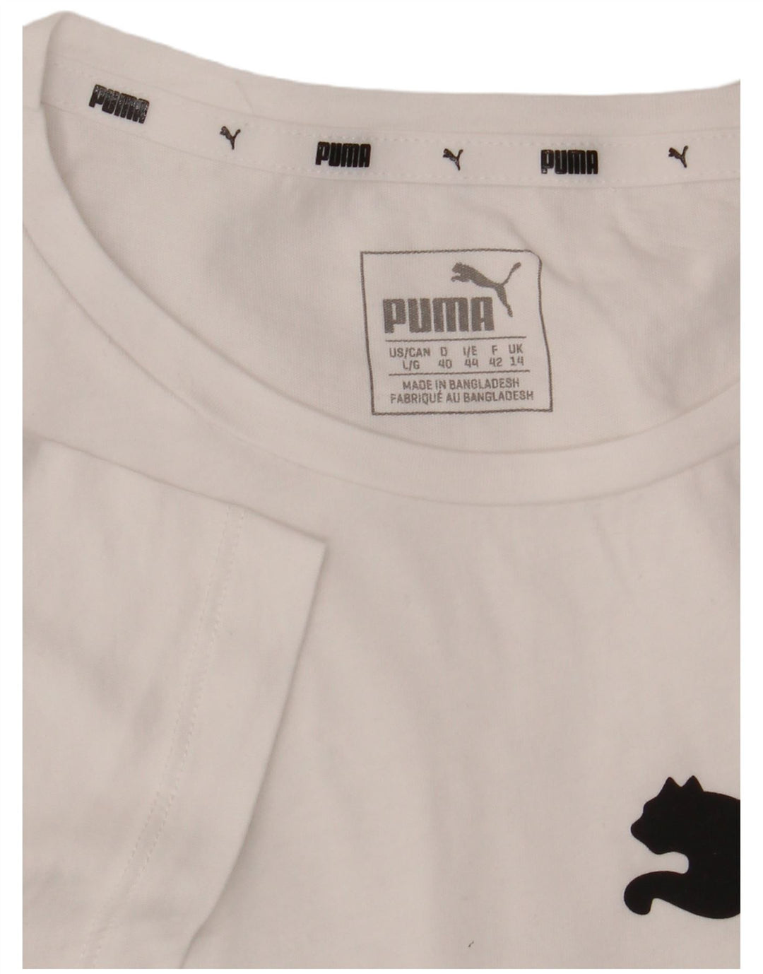 PUMA Womens Graphic T-Shirt Top UK 14 Medium White Cotton
