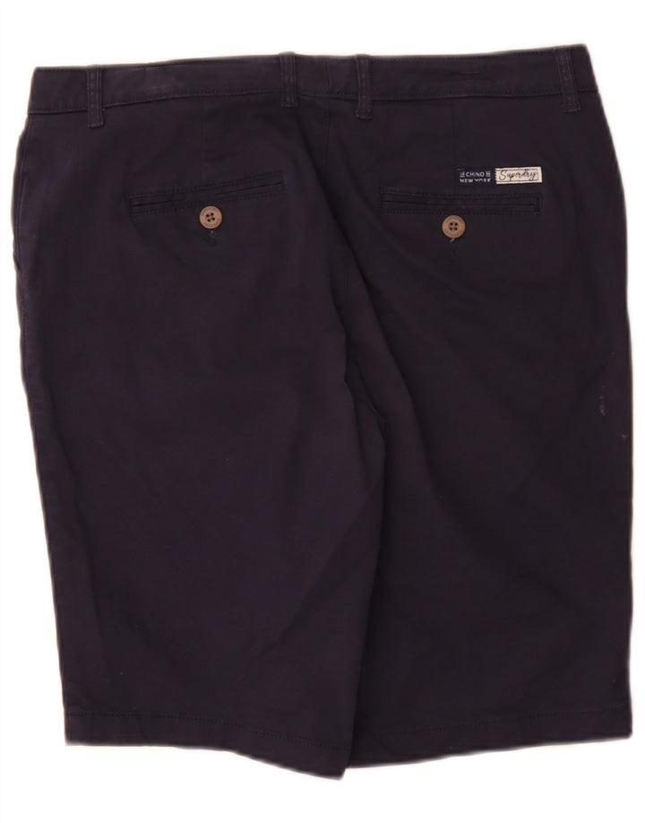 Pantaloncini chino regolari da donna Superdry UK 12 medi W32 cotone blu navy