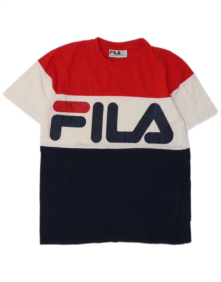T-shirt grafica da uomo FILA Top piccola in cotone color block multicolore