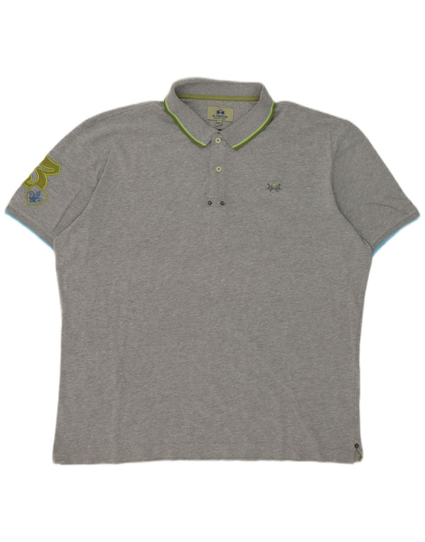 Polo grafica da uomo La Martina 3XL cotone a righe grigie
