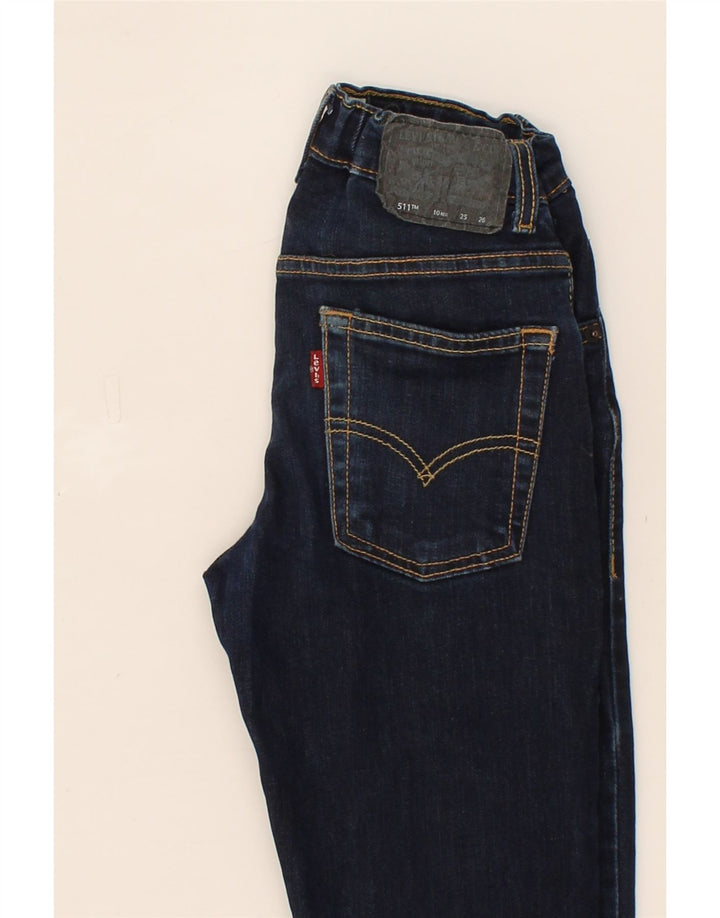LEVI'S Boys 511 Slim Jeans 9-10 Years W22 L25 Navy Blue Cotton Vintage Levi's and Second-Hand Levi's from Messina Hembry 