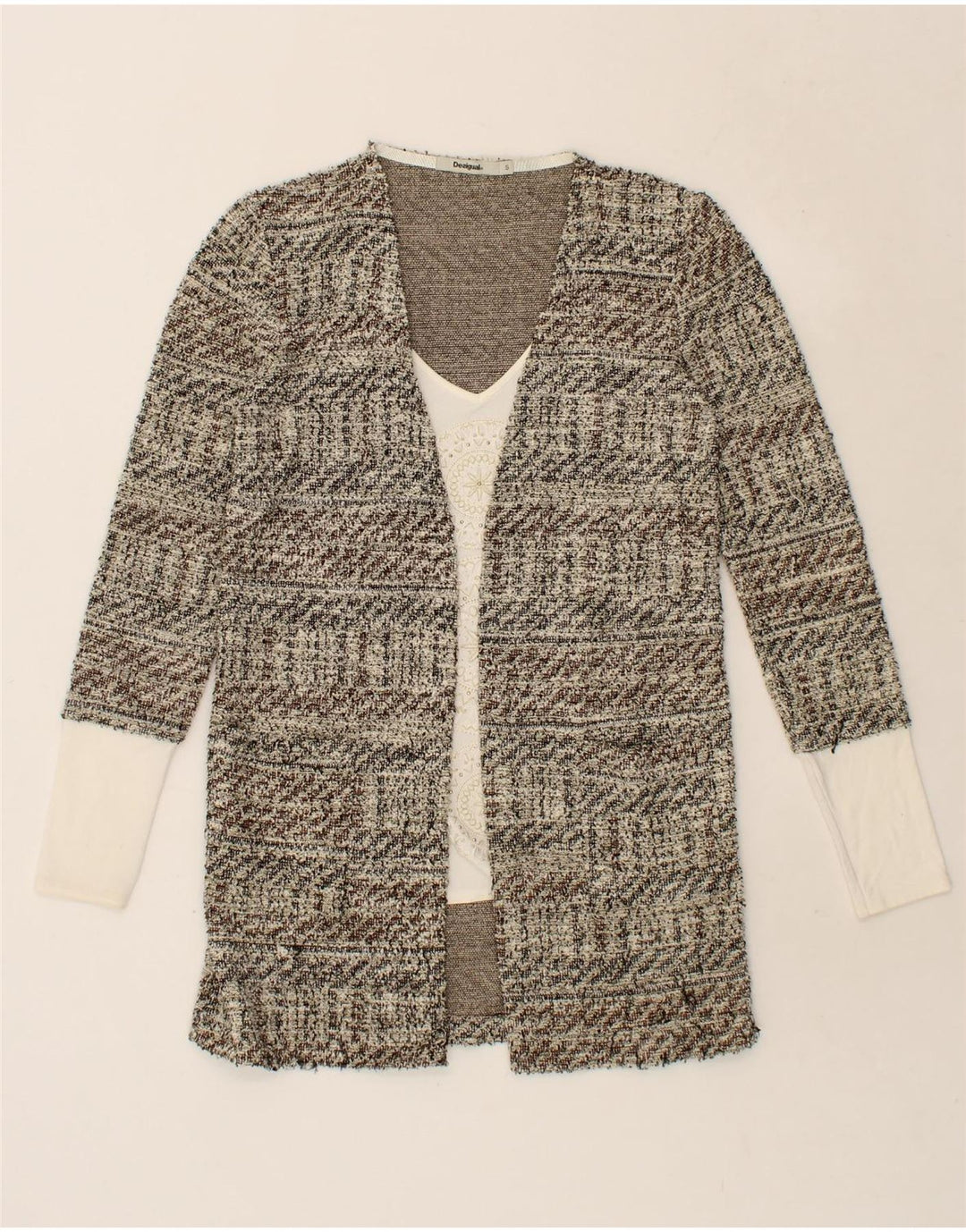 DESIGUAL Womens Cardigan Top UK 10 Small Grey Flecked Vintage Desigual and Second-Hand Desigual from Messina Hembry 