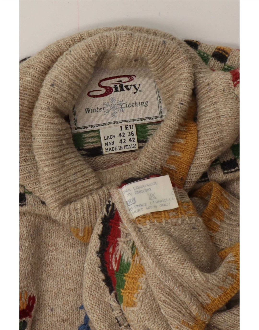 Maglione maglione da donna a collo alto Silvy IT 42 Novità geometrica beige medio