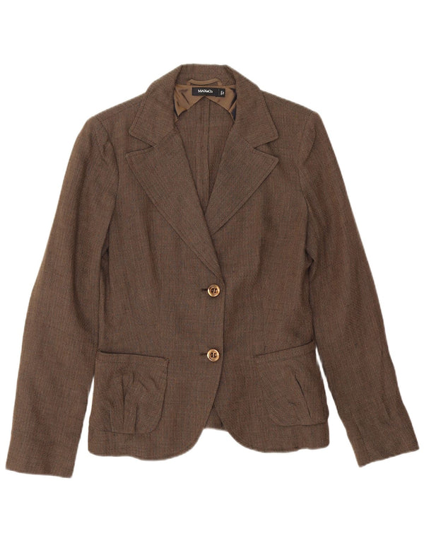 Max & Co. Womens 2 Button Blazer Jacket UK 14 Medium Brown Linen