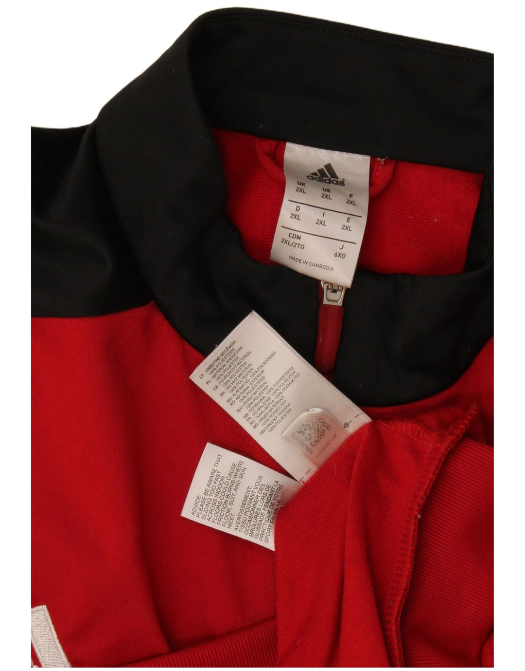 Giacca da tuta da uomo Adidas 2XL Poliestere color block rosso