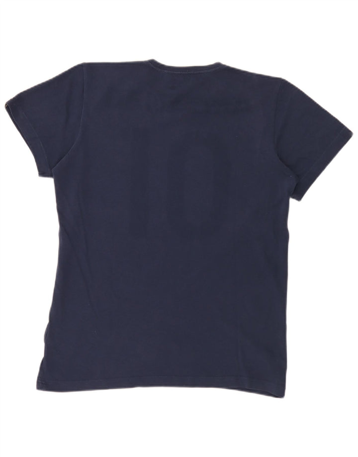 T-shirt grafica da uomo Adidas Top Small in cotone blu navy