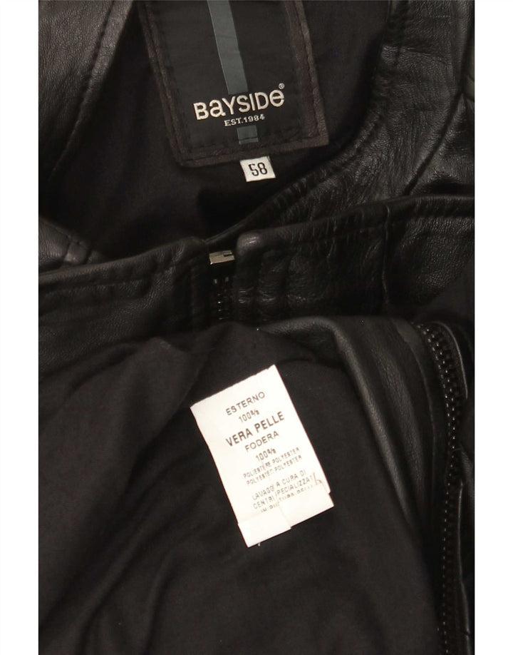 Giacca da pilota in pelle da uomo Bayside UK 42 XL in pelle nera