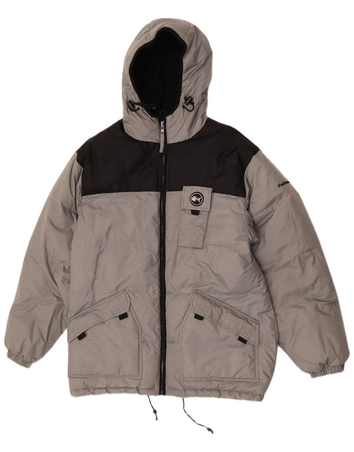Giacca imbottita con cappuccio da uomo Fishbone UK 38 Nylon color block grigio medio