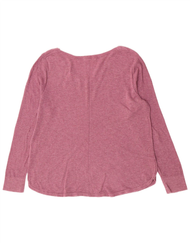 Maglione maglione con scollo a V da donna White Stuff UK 14 Grande cotone rosa