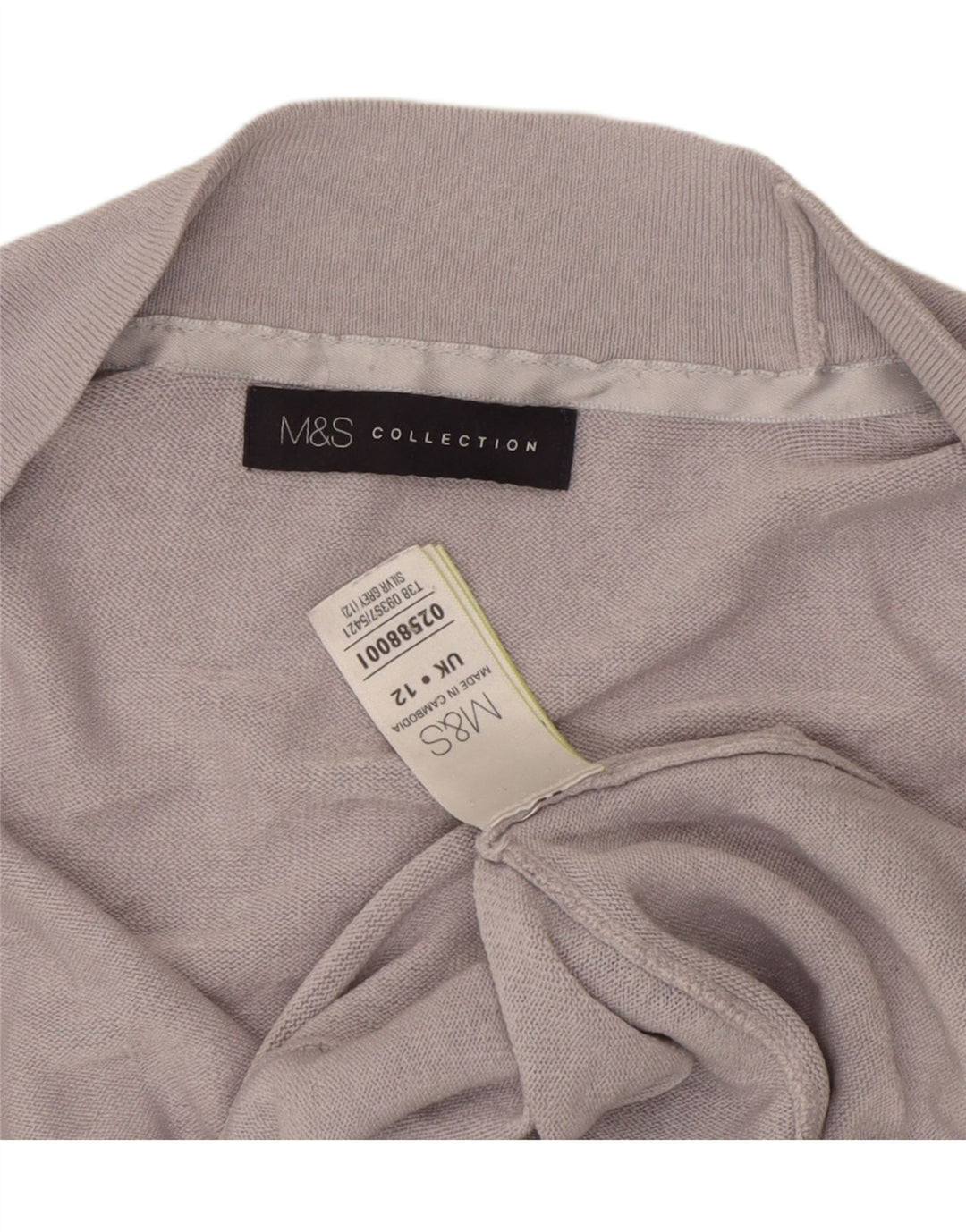 Maglione cardigan aperto da donna Marks & Spencer UK 12 Acrilico grigio medio
