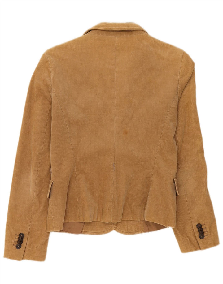 Giacca blazer in velluto a coste a 2 bottoni da donna Zara UK 10 piccola in cotone beige