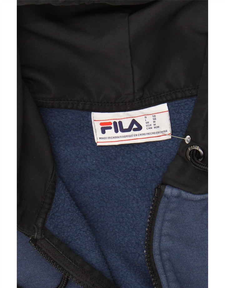 FILA Mens Hoodie Jumper Medium Navy Blue Colourblock Cotton Vintage Fila and Second-Hand Fila from Messina Hembry 