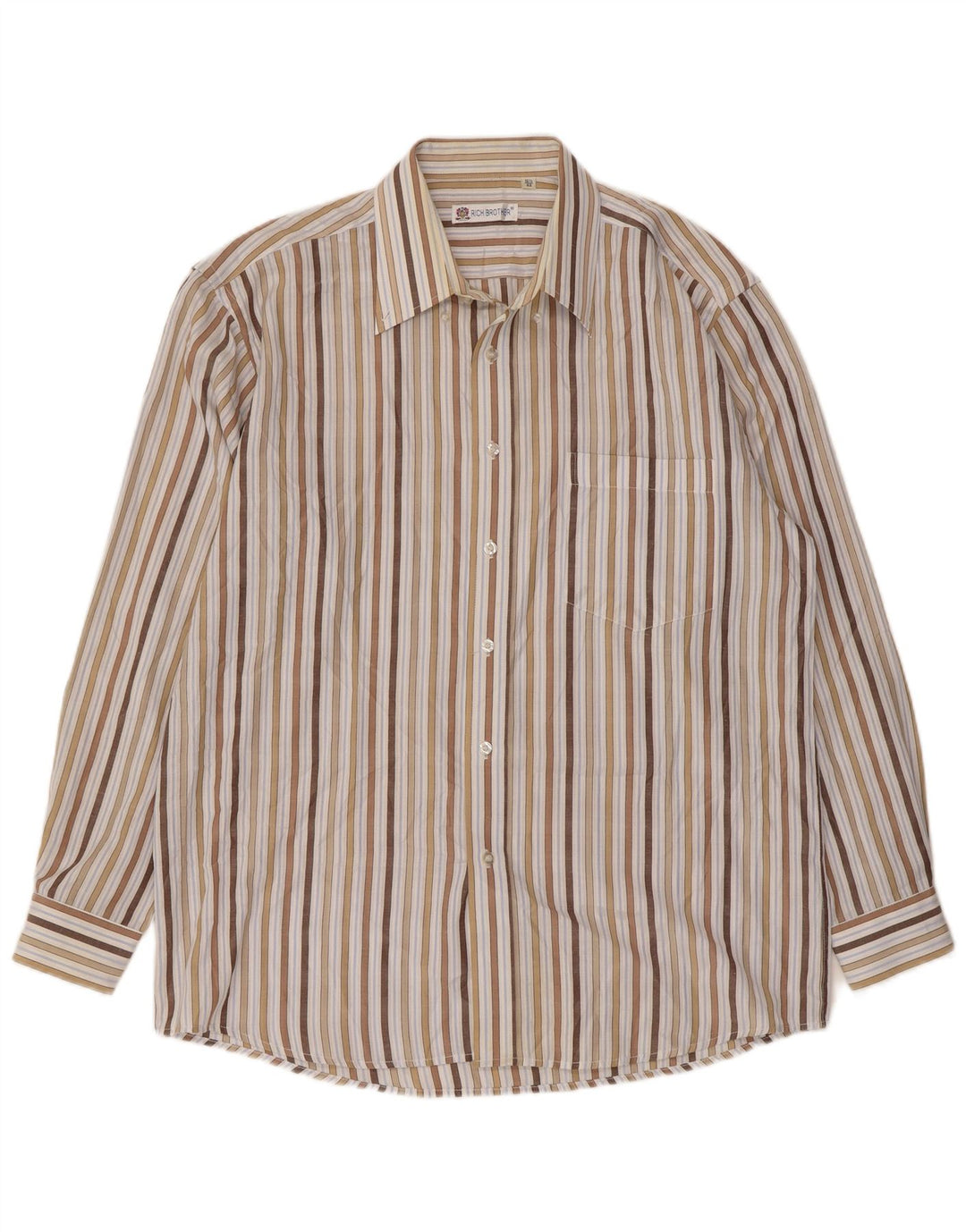 Camicia da uomo vintage taglia 16 1/2 42 grande cotone a righe multicolori