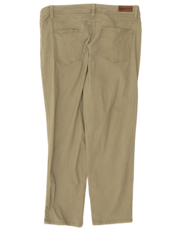 Calvin Klein Womens Slim Casual Trousers US 12 Large W34 L26 Khaki Cotton