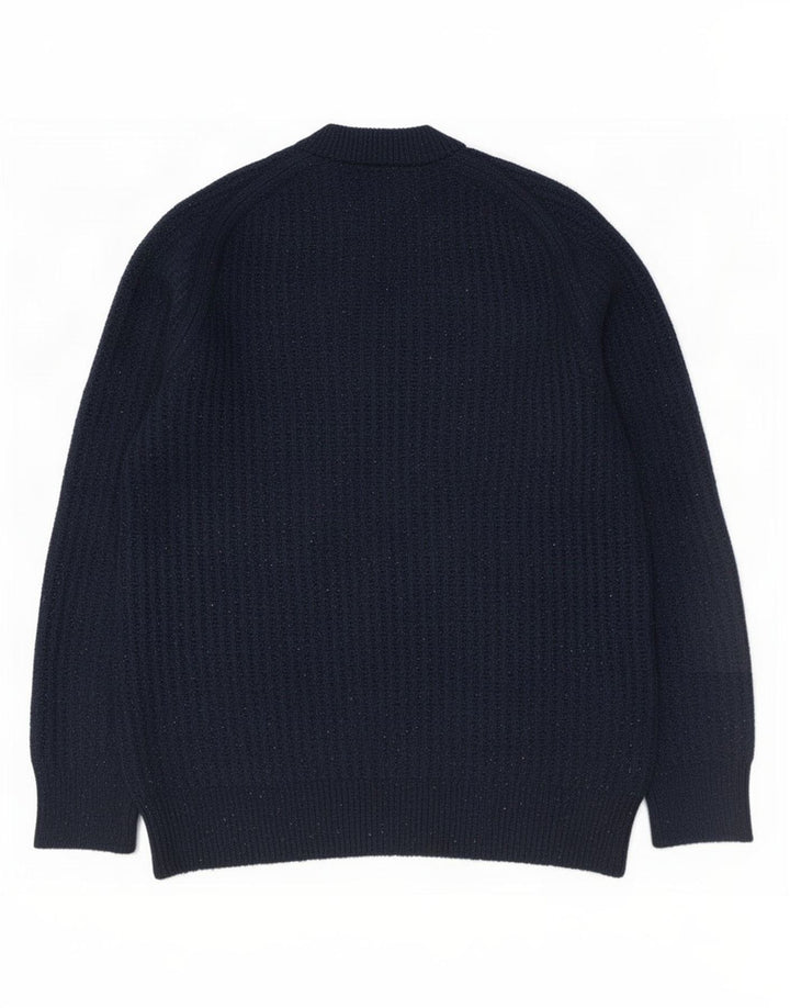 Maglione maglione girocollo da uomo Marks & Spencer medio blu navy screziato