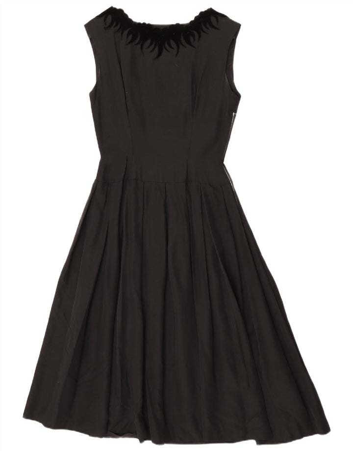 Abito vintage da donna senza maniche a trapezio EU 36 piccolo nero