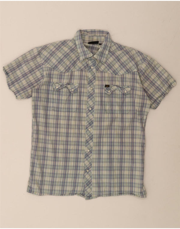 Camicia a maniche corte da uomo LEE in cotone a quadri multicolori grandi