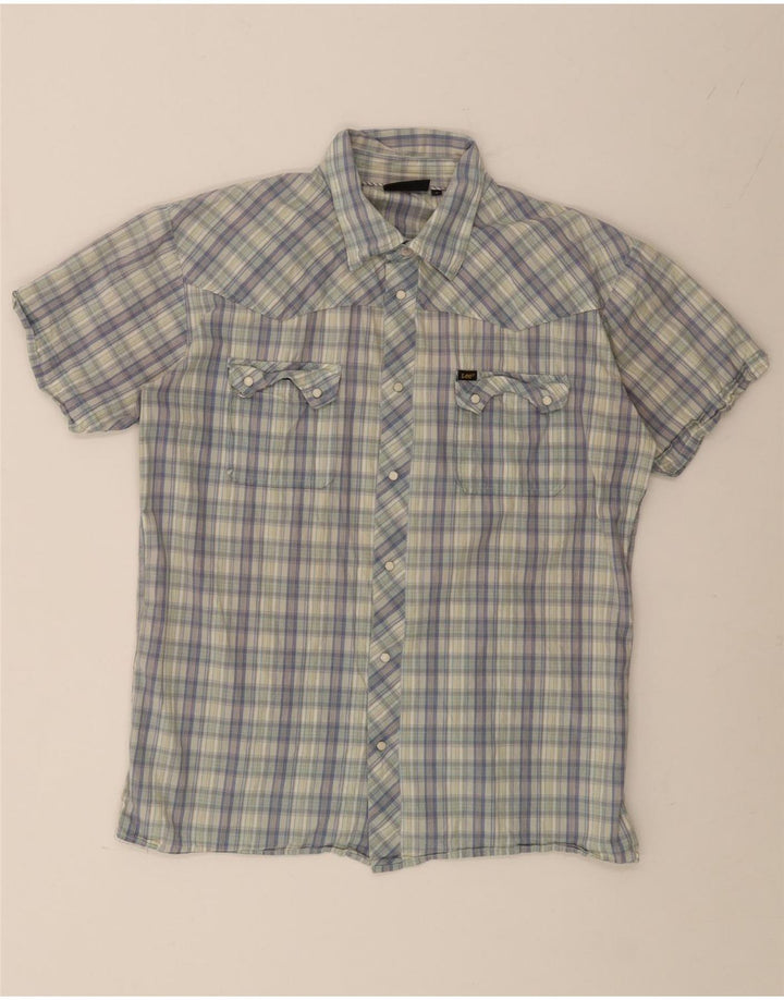 Camicia a maniche corte da uomo LEE in cotone a quadri multicolori grandi