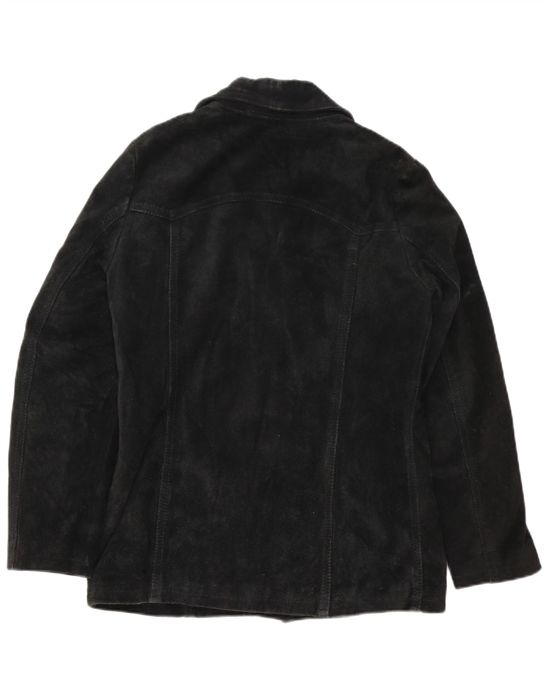 Giacca in pelle scamosciata da donna VINTAGE UK 12 media nera