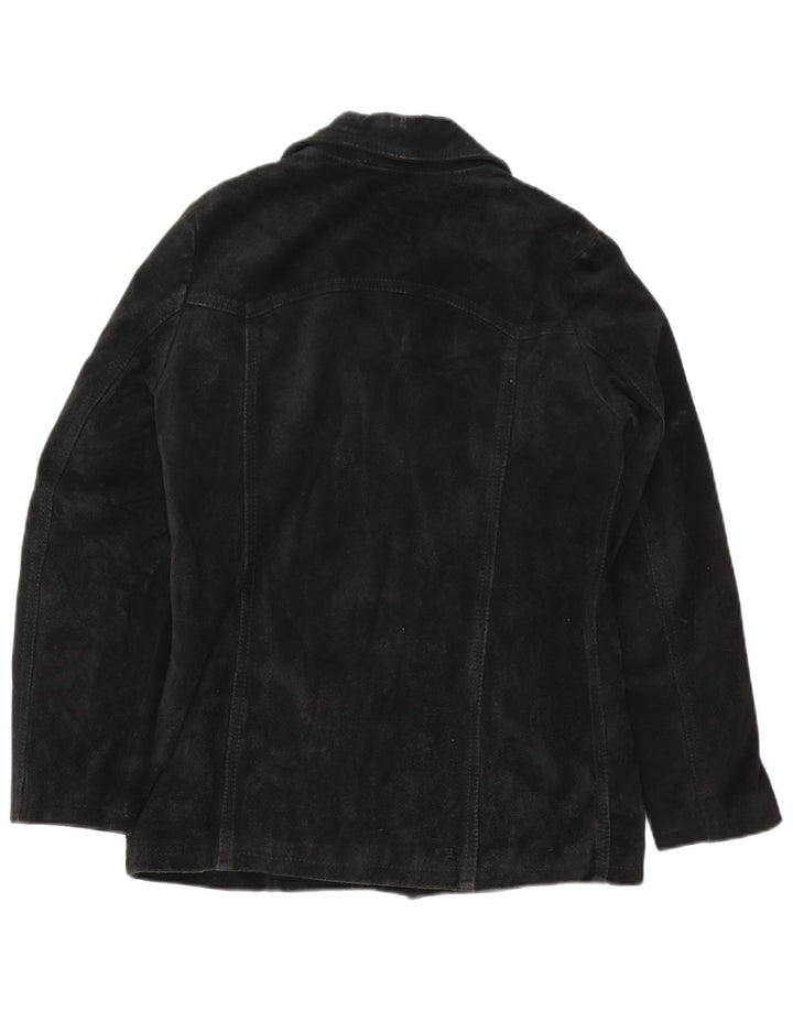 Giacca in pelle scamosciata da donna VINTAGE UK 12 media nera