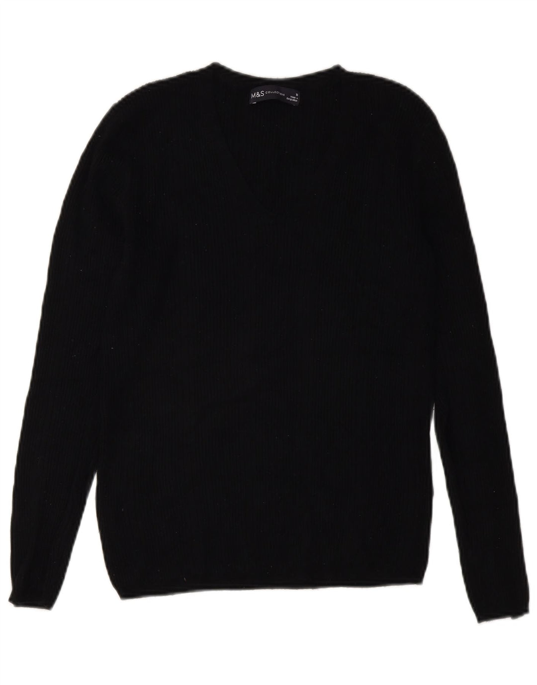 Maglione da donna con scollo a V Marks & Spencer UK 10 piccolo in viscosa nera