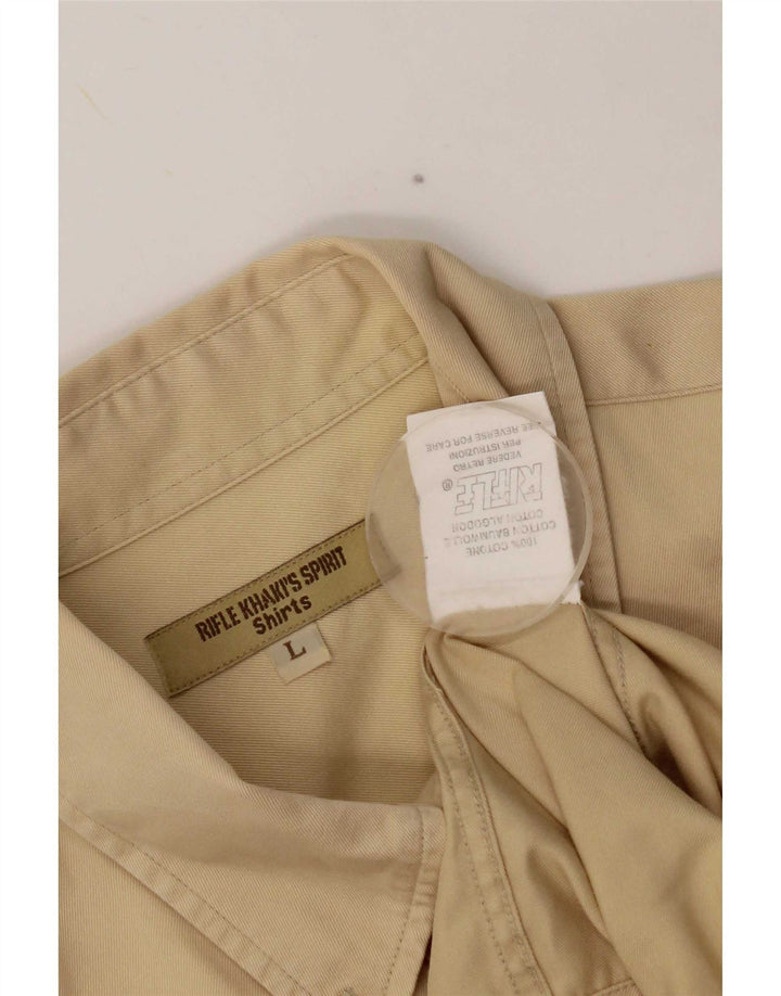 Camicia da uomo Rifle Large in cotone beige