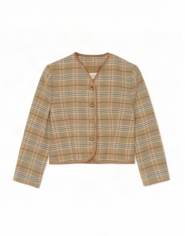 Byblos Giacca Blazer a 4 Bottoni da Donna IT 46 Lana a quadri Marrone Grande