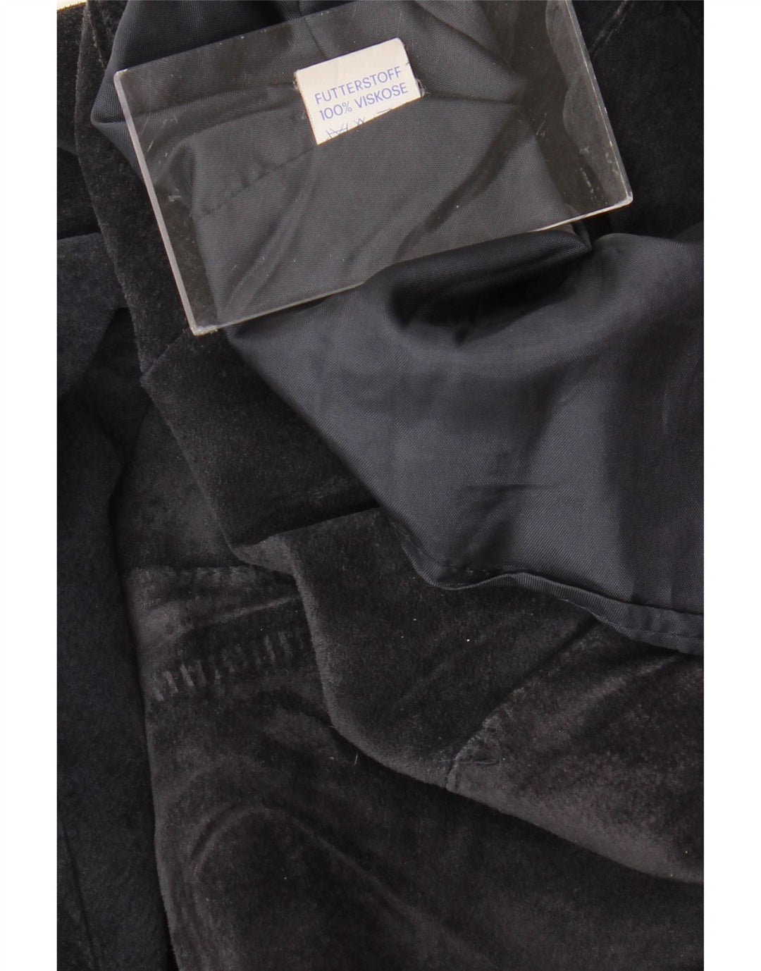 Giacca blazer corta da donna a 1 bottone VINTAGE UK 14 viscosa blu navy medio