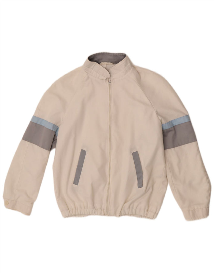 Giubbotto bomber vintage da donna IT 46 Large in poliestere color block bianco