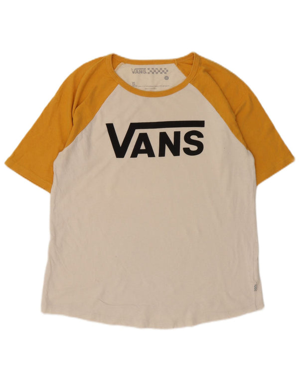 T-shirt grafica da uomo Vans Top in cotone color block bianco medio