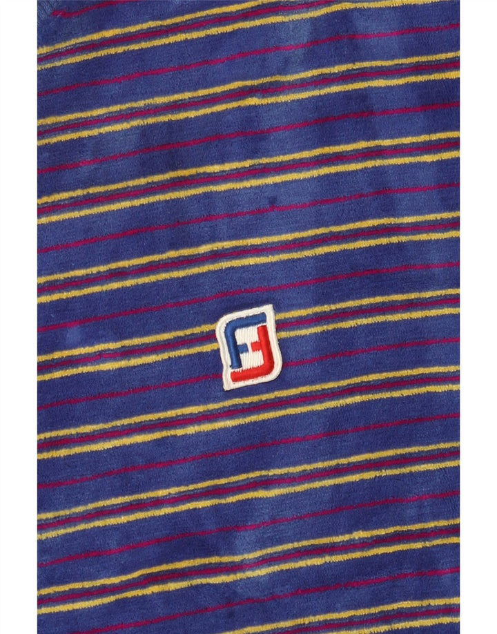 Felpa vintage da uomo in velluto, maglione piccolo a righe blu