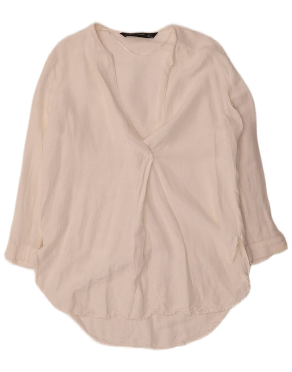 Top tunica con maniche a 3/4 da donna Zara UK 10 Small bianco