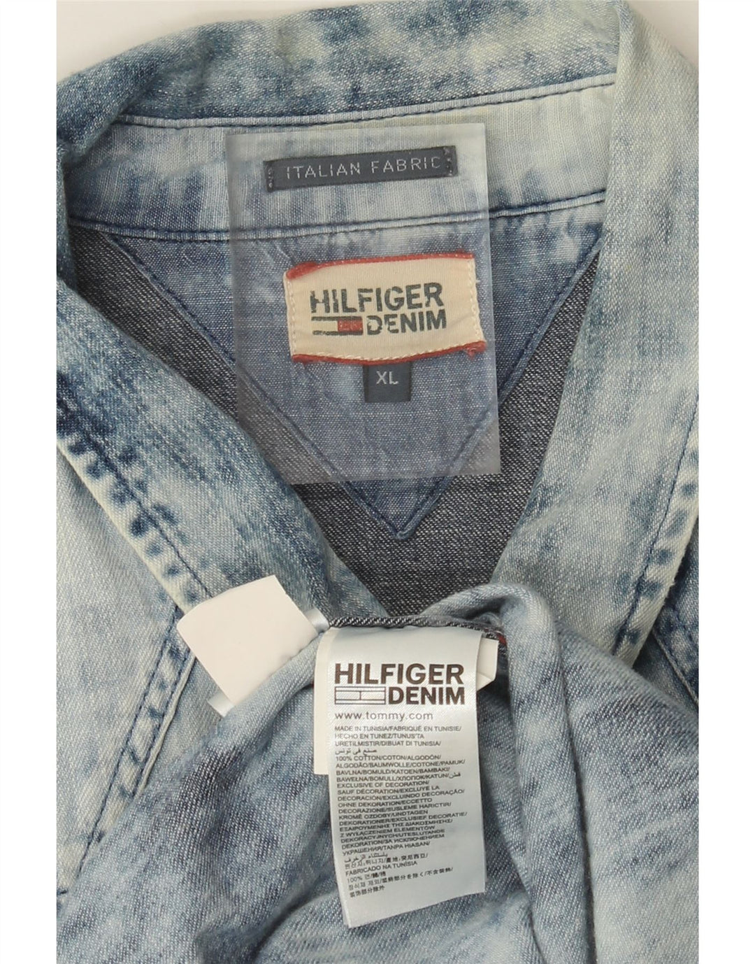 Camicia di jeans da uomo Tommy Hilfiger XL in cotone blu
