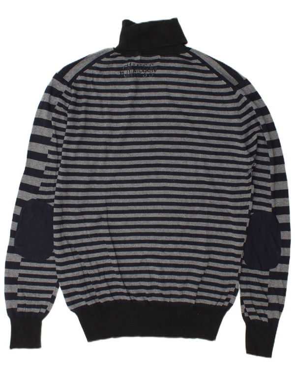 Guess By Marciano Maglione da uomo con collo alto e maglione a righe grandi in cotone grigio