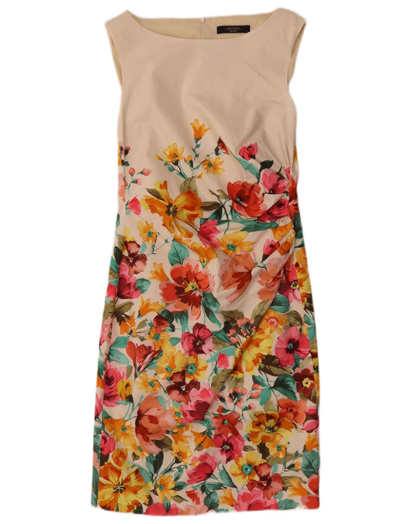 Abito tubino senza maniche da donna Max Mara UK 10 Piccolo floreale bianco sporco