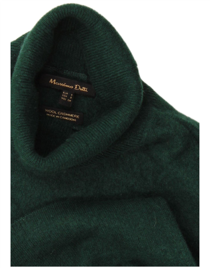 Maglione maglione da donna a collo alto Massimo Dutti UK 10 piccolo lana verde