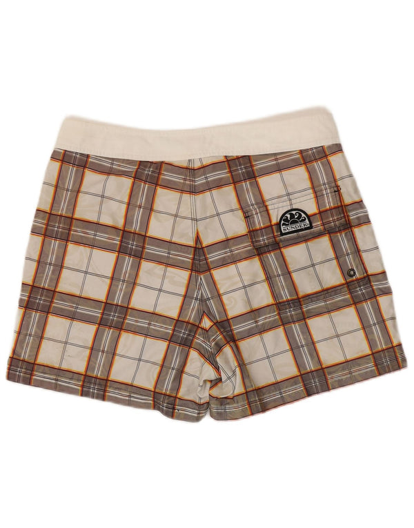 Pantaloncini da bagno da uomo Sundek in poliestere a quadri bianchi medi